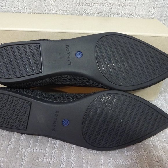 Rothys The Point Black Honeycomb Pointed Toe Slip on Flat Shoes Multiple Sizes - Picture 12 of 14